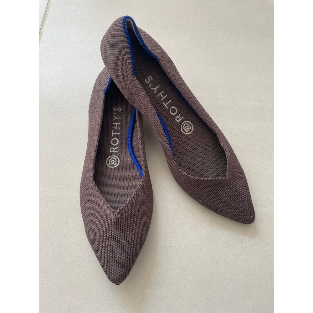 Rothy's The Point Flats Women 6.5 Mink Mauve Brown Knit Shoes Minimalist Classic